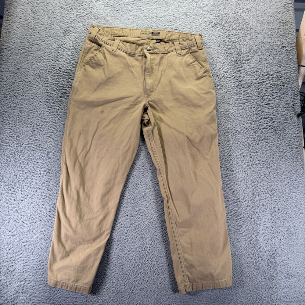 Carhartt Rugged Flex Pant Men 40x30 Brown Cotton Khakis Workwear Utility Stretch